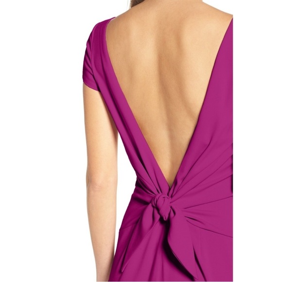 Katie May Intrigue Bow Gown Low Back Cap Sleeve Maxi Dress Burgundy Red 2 NWT - Picture 13 of 16